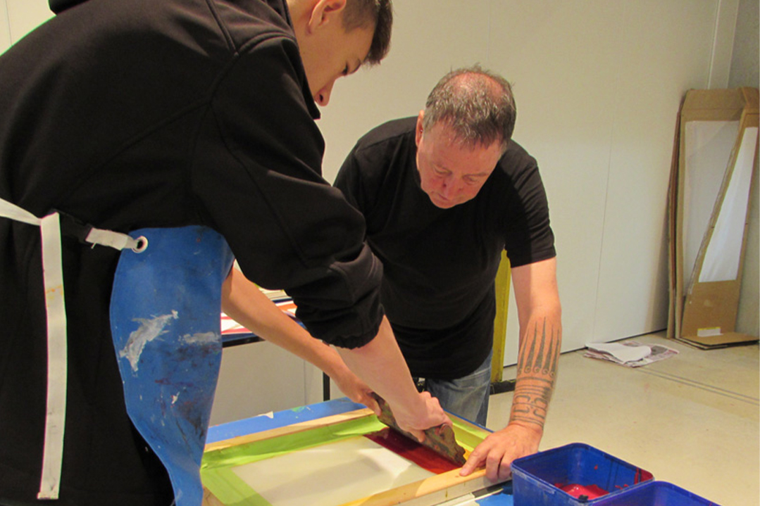 A screen printing workshop at the Gallery