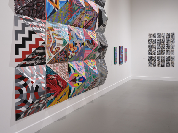 An installation image of the exhibition Lalaga Le Hui Fono in Govett-Brewster Art Gallery