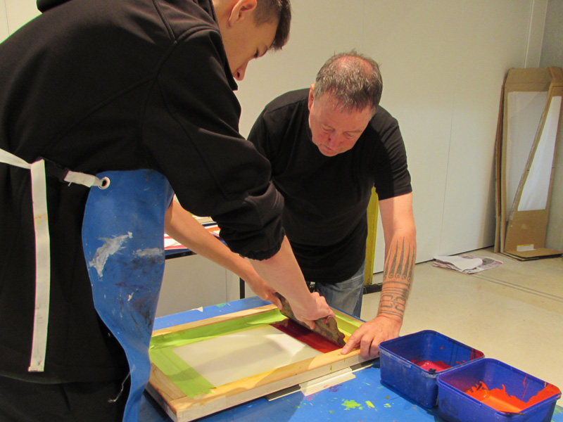 A screen printing workshop at the Gallery