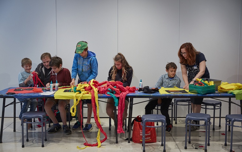 Kaiako Jess Marshall Talks With Students About Tukutuku Patterns Kaiako Jess Marshall Talks With Students About Tukutuku Patterns Fitzroy School And Len Lye's Fountain Fitzroy School And Len Lye's Fountain (1)