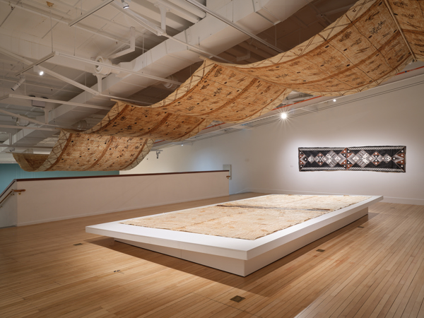 An installation image of the exhibition Lalaga Le Hui Fono in Govett-Brewster Art Gallery